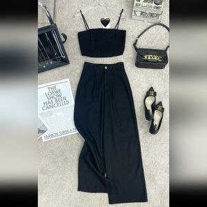 & Other Stories Black Wide Leg Pants